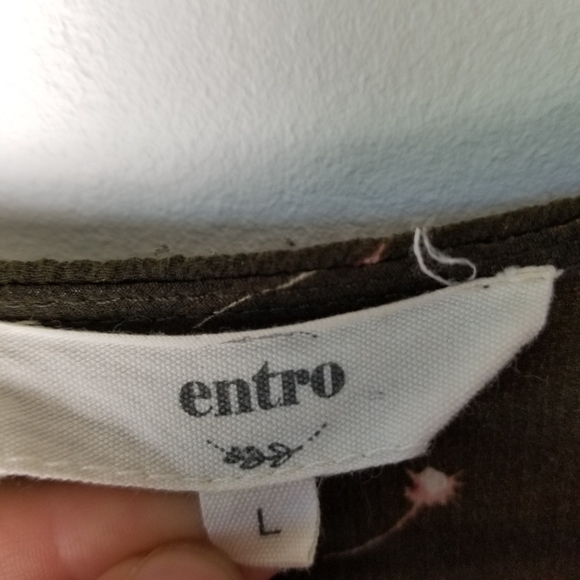 Entro ruffle floral lace up chest bell sleeve shirt L - Picture 9 of 13